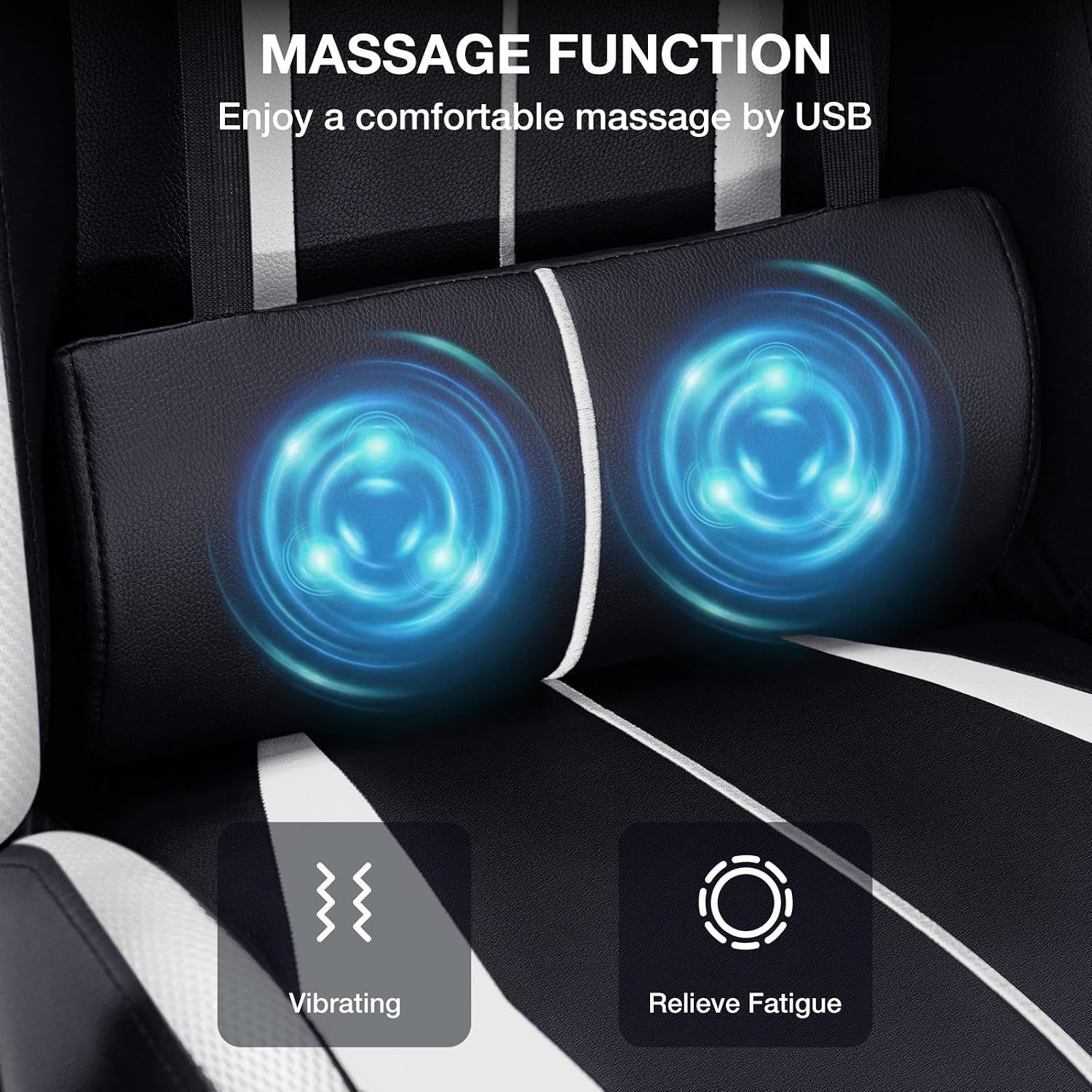 HOFFREE Gaming Chair Massage with LED RGB Lights and Footrest Ergonomic Computer Chair High Back Video Game Chair with Adjustable Lumbar Support Linkage Armrest White and Black