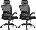 FelixKing Office Chair, Desk Chair with Adjustable Lumbar Support, Ergonomic Computer Chair with High Back and Armrest, Adjustable Height Gaming Chair Home Office Swivel Chair, Pack of 2, Black