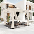 MELLCOM 10'x10' Outdoor Gazebo Kahaki for Patio, Heavy Duty Party Tent with Double Roofs, Outdoor Canopy with Curtains and Nettings for Deck, Lawn and Backyard
