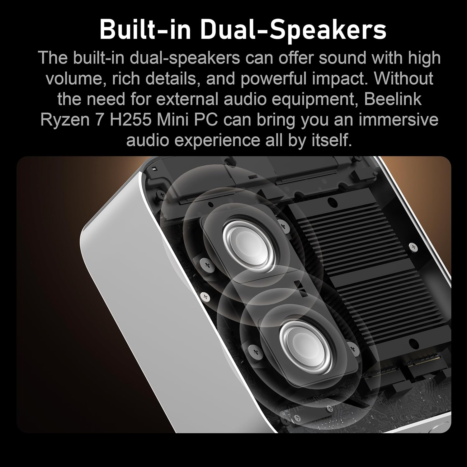 Beelink Mini PC SER9 Pro AMD Ryzen 7 255 (8C/16T,4.9GHz),24G LPDDR5X 6400MT/s 500G PCIe4.0 Mini Computers, Radeon 780M Gaming PC, 4K 240Hz Triple Display,2.5G LAN/Built-in MIC/Dual Speakers/Al Voice