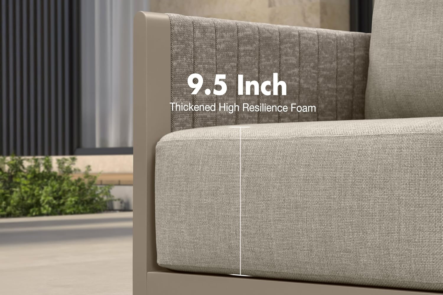 PURPLE LEAF 3 Pieces Small Conversation Set All Weather Outdoor Couch Sectional Set with Cushion Patio Conversation Sets for Garden Poolside Backyard Beige