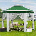 13'X13' Pop Up Gazebo,Patio Portable Gazebos with Mosquito Netting,Double-Layer Outdoor Canopy Tent,Hexagonal Pavilion for Garden Backyard Lawn & Deck,Heavy Duty Party