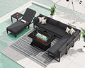 RADIATA 9 Piece Oversized Modular Aluminum Patio Furniture Set with Chaise Lounge, 29 inch Deep and Wide Sectional Couch, 500 lbs High Weight Capacity, Outdoor Conversation Set for Poolside, Dark Gray
