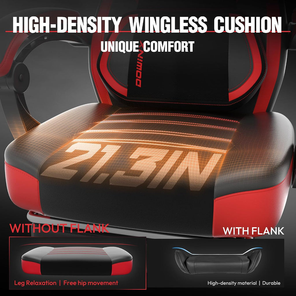 Dowinx Gaming Chair with Footrest, Big and Tall Gaming Chair for Heavy People, Gamer Chair for Adult with Massage, Ergonomic Gaming Chair with headrest, Computer Game Chair for 200lbs, Red