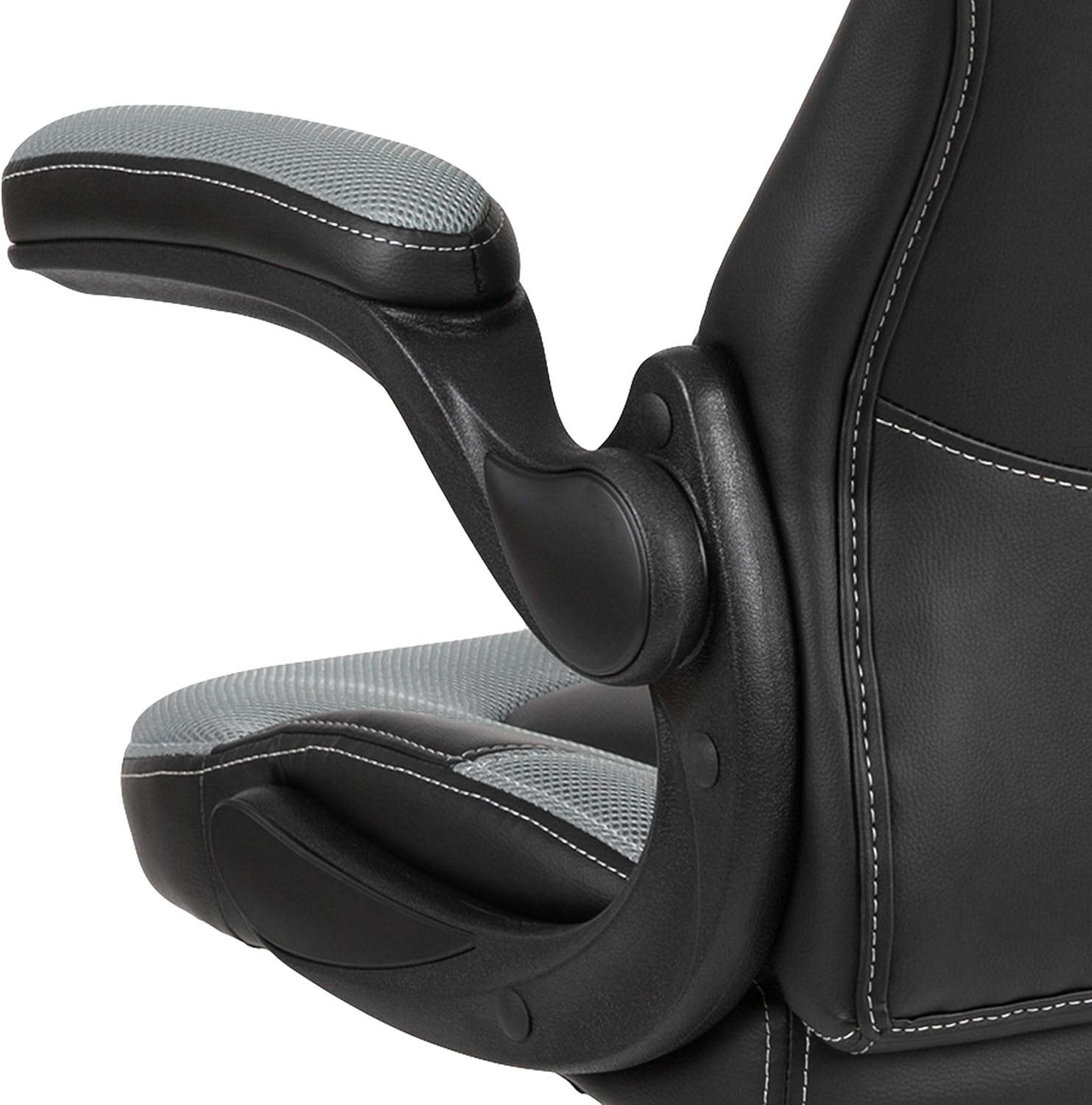Flash Furniture X10 High-Back LeatherSoft Racing Style Gaming Chair with Flip-Up Arms, Ergonomic Padded Swivel Computer Chair, Gray/Black