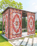 Orange Red Boho Outdoor Curtains for Patio Waterproof,Vintage Flower Tribal Distressed Printed Windproof Sun Blocking Outside Privacy Drape for Pavilion/Porch/Pergola/Garden/Cabana,2Panel,54'Wx108'L