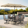 Sophia & William Patio Set with Umbrella 8 Pieces Outdoor Dining Set for 6 with 13ft Double-Sided Patio Umbrella Beige, 6 x Swivel Patio Chairs, 1 Metal Table for Lawn Garden