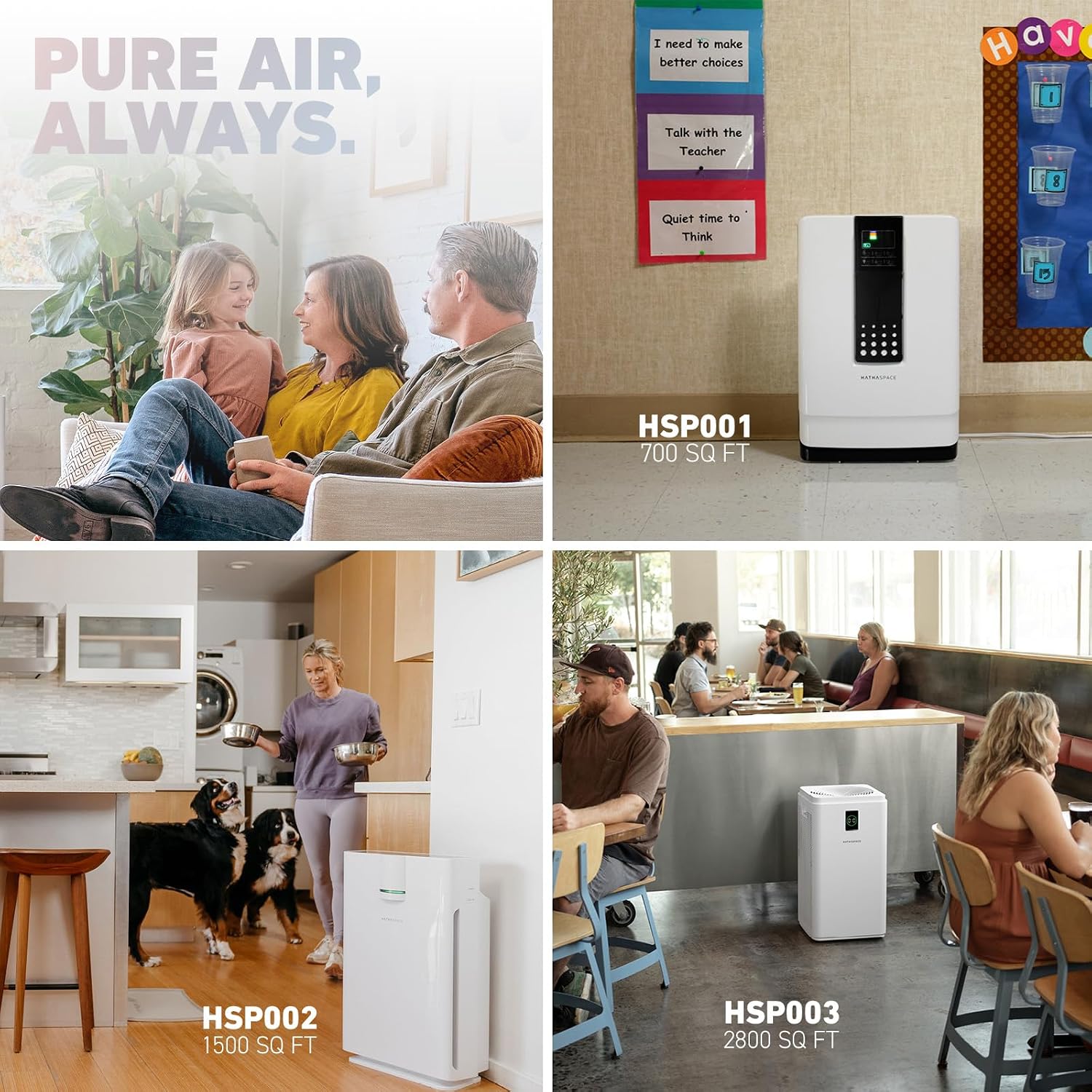HATHASPACE Smart Air Purifiers - True HEPA Air Purifier, Cleaner & Filter for Allergies, Smoke, Pets - Eliminator of 99.9% of Dust, Pet Hair, Odors - HSP002-1500 Sq. Ft.