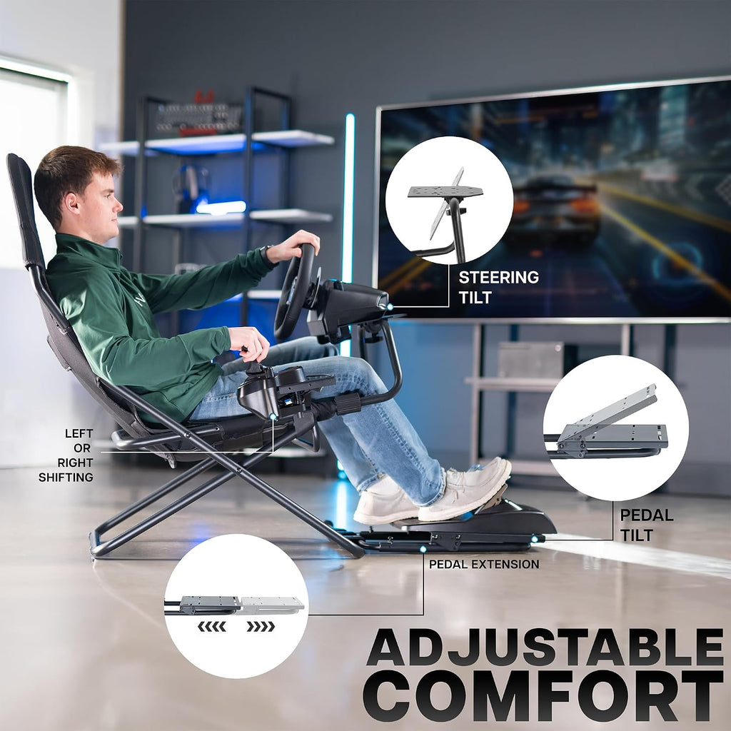 VIVO Foldable Racing Simulator Chair with Wheel Stand, Gear Mount, Cockpit and Frame Only, Fits Logitech, Thrustmaster, Fanatec, Compatible with Xbox One, PlayStation, PC Video Game, STAND-RACE2F
