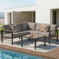 NATURAL EXPRESSIONS 6 Pieces Patio Furniture Set, Outdoor Couch with Thick Olefin Cushions, Fauxwood Armrest and Tabletop, Ergonomic Highback, Sectional Outdoor Furniture for Backyard, Deck Shale