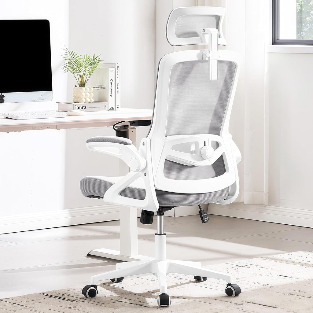 Fizzin Ergonomic Office Chair, 400 LBS Desk Chair with Adjustable Lumbar Support, High Back Breathable Mesh Computer Chair Rolling Work Swivel Task Chairs, Comfy Home Office Desk Chair (Gray)