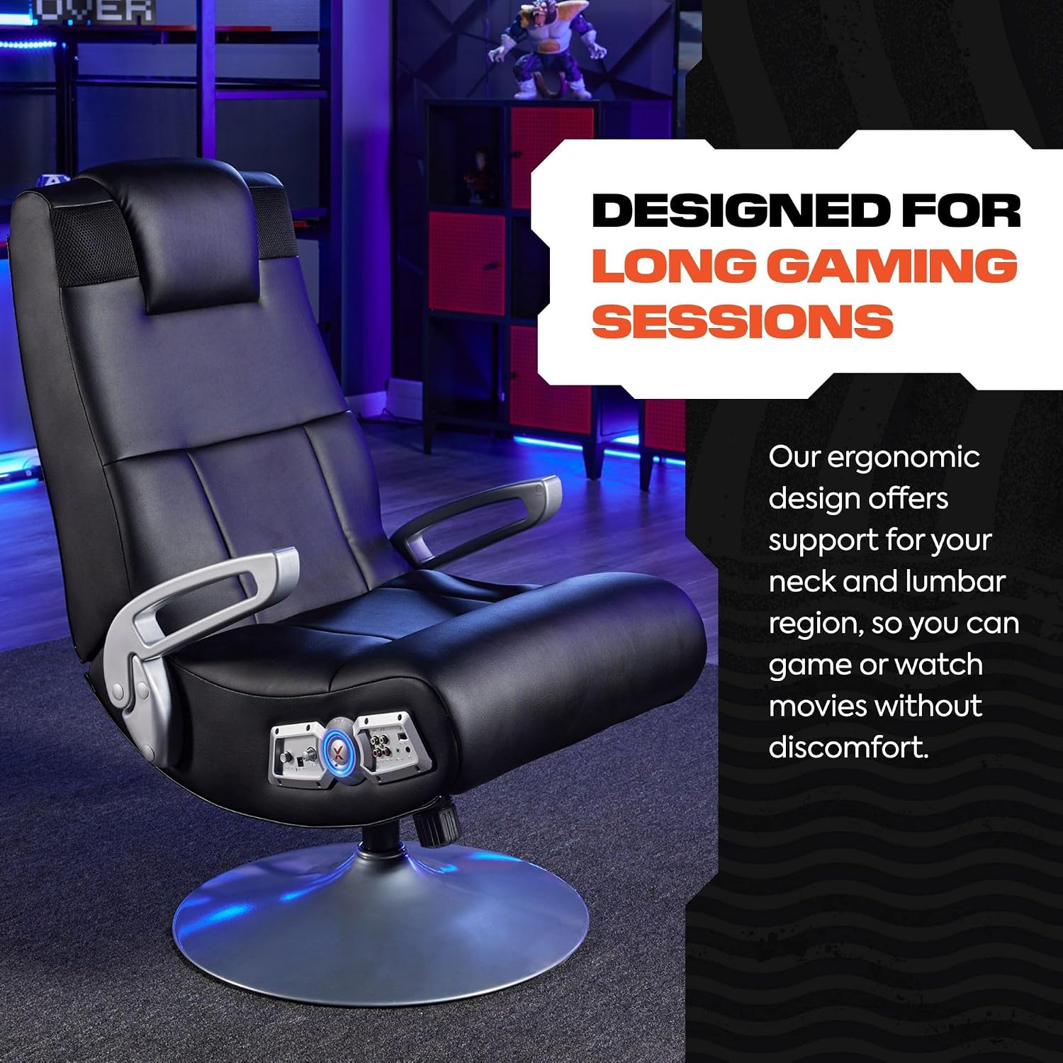 X Rocker SE Pro Video Gaming Lounging Pedestal Chair, Wireless Audio, 2 Speakers, Subwoofer, Foldable, Padded Armrest, 5127401, 30.7' x 30.7' x 39.76', Amazon Exclusive, Black