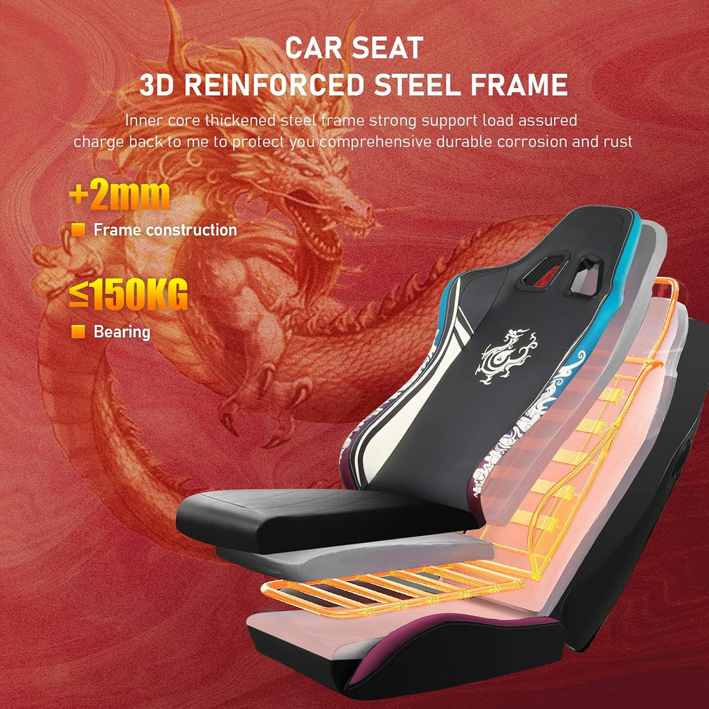 GTPLAYER Gaming Chair with Bluetooth Speakers and Footrest, Dragon Series Video Game Chair, Heavy Duty Ergonomic Chair, Esports Gaming Chair, Computer Office Desk Chair(DEEP Black)