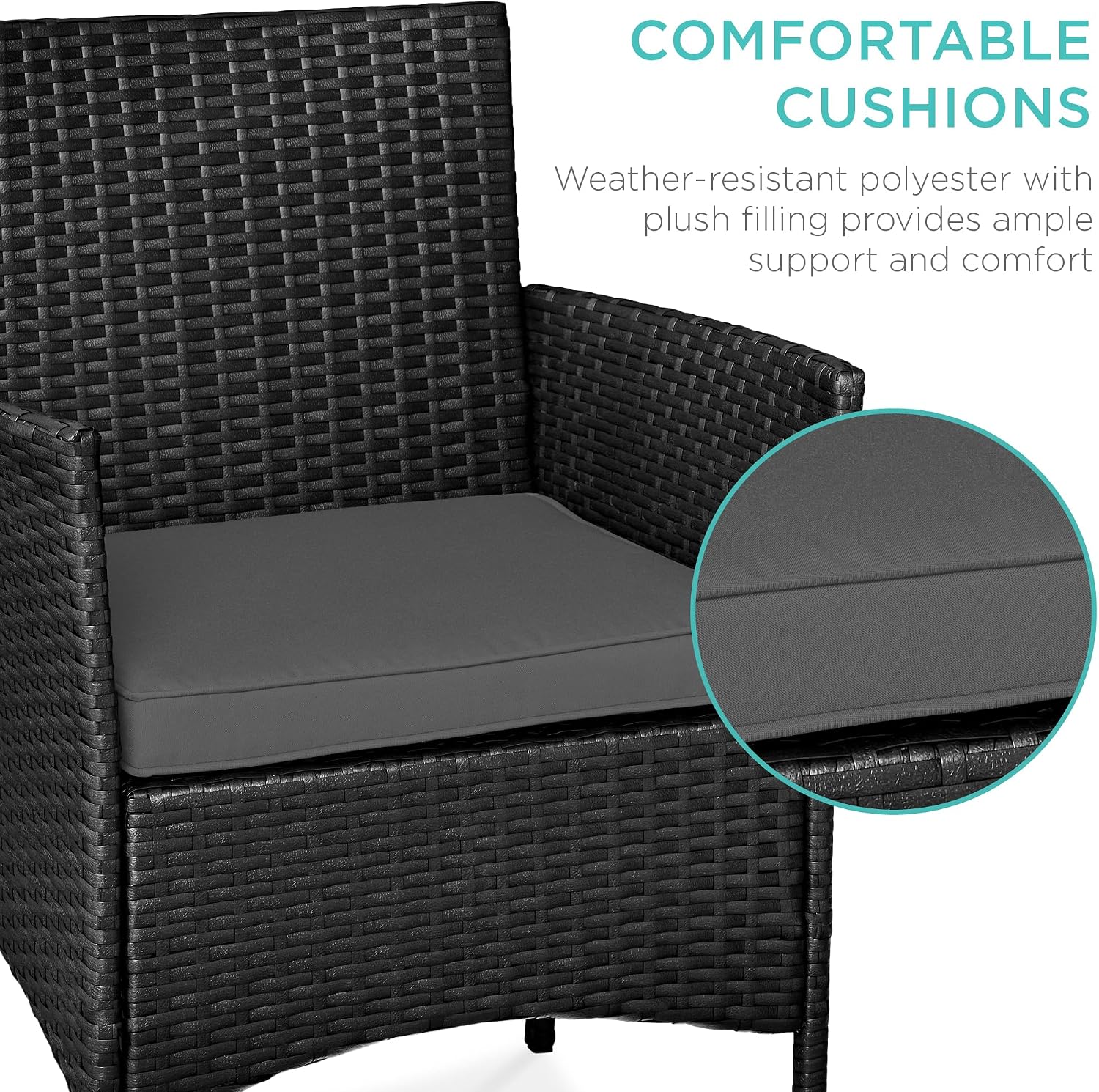 Best Choice Products 3-Piece Outdoor Wicker Conversation Bistro Set, Space Saving Patio Furniture for Garden w/Side Table - Black/Gray