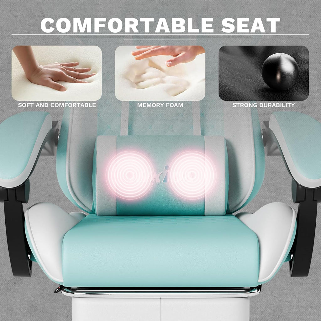 Ergonomic Video Gamer Chairs Gaming Computer Chair Gamer Chairs for Adults Massage Lumbar Support Swivel Height Adjustable Headrest Backrest