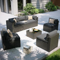 Aoxun 7 Piece Patio Furniture Set, Outdoor Sectional Sofas with Waterproof Cover, Wicker Rattan Outdoor Furniture Patio Conversation Set for Backyard, Garden Dark Grey
