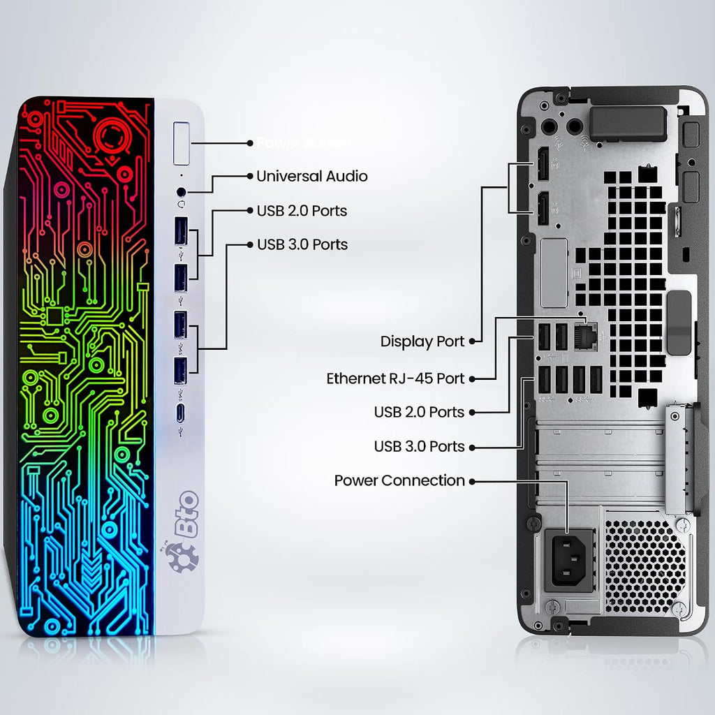 BTO RGB Gaming Desktop PC Bundle - Intel Core i5 6th Gen, 16GB DDR4 Ram, 1TB SSD, NVIDIA GeForce GTX 1050 Ti 4GB, New 24-inch Monitor - Prebuilt Gaming Computer, RGB Set - Windows 11 Pro (Renewed)