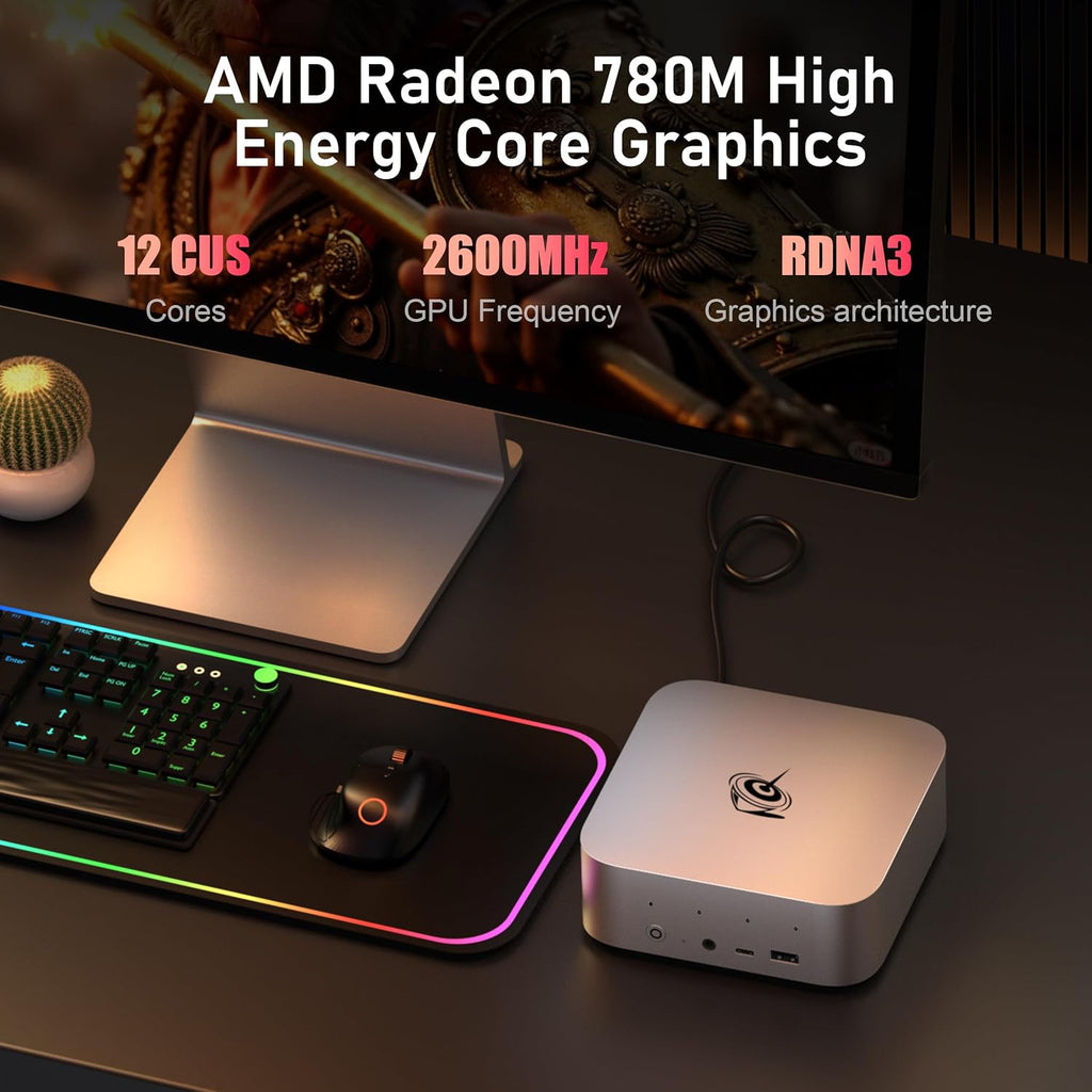 Beelink Mini PC SER9 Pro AMD Ryzen 7 255 (8C/16T,4.9GHz),24G LPDDR5X 6400MT/s 500G PCIe4.0 Mini Computers, Radeon 780M Gaming PC, 4K 240Hz Triple Display,2.5G LAN/Built-in MIC/Dual Speakers/Al Voice