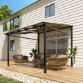 Garvee 10x10 ft Outdoor Lean to Gazebo, Wall Mounted Patio Hardtop Gazebo Pergola with Polycarbonate Roof, Upgraded Steel Frame Hardtop Pavilion for Patio, Garden, Lawn, Deck