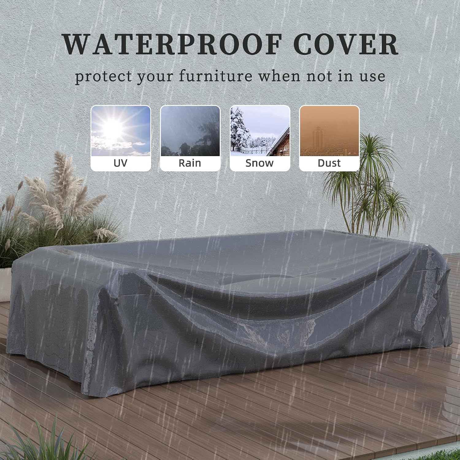 UDPATIO Patio Furniture Set with Fire Pit Table and Swivel Rocking Chairs, 5 Pieces Outdoor Wicker Furniture Set with Waterproof Cover, 4'' Thickened Cushion, Khaki
