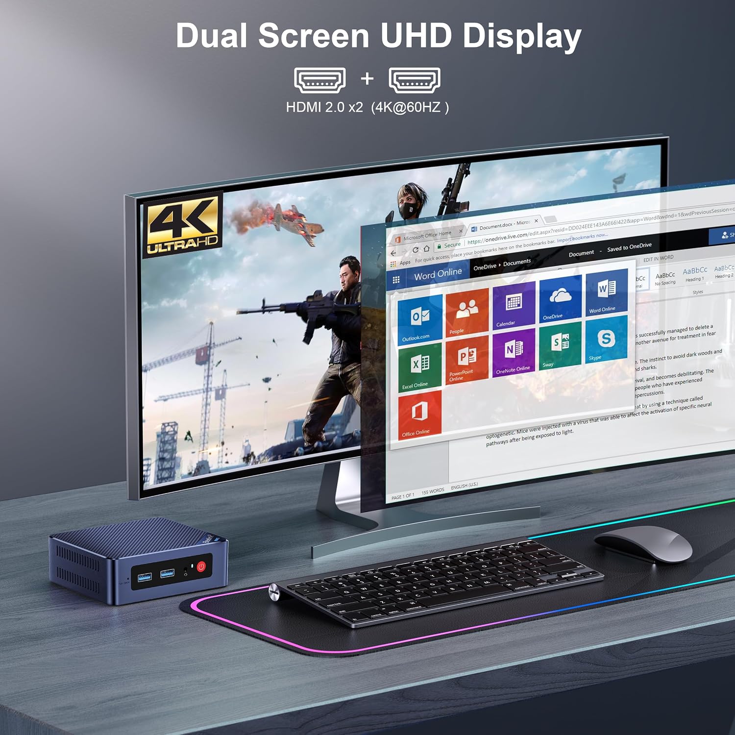 Beelink Mini PC, Mini S12 Intel 12th N95(Up to 3.4GHz), 8GB DDR4 256GB M.2 SSD, Desktop Computers Support 4K Dual HDMI Display/USB3.2/1000Mbps LAN/WOL Home/Office