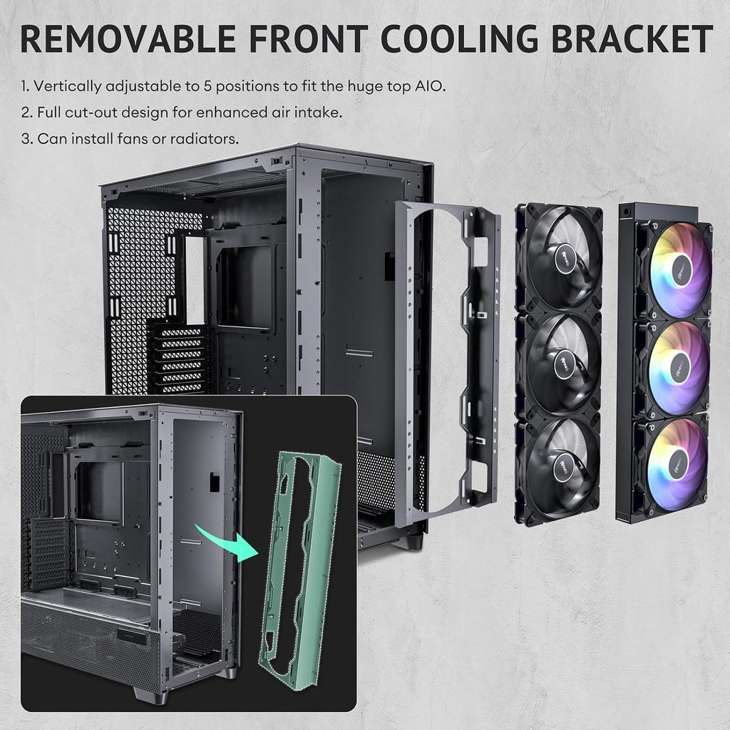 Antec Flux Pro White, 6 x PWM Fans Included, High-Airflow Front Panel with Birch Wood, iShift PSU 90° Mount, USB3.0 x 2, Type-C, 420mm Radiator Support, Temp. Display, Full-Tower E-ATX PC Case