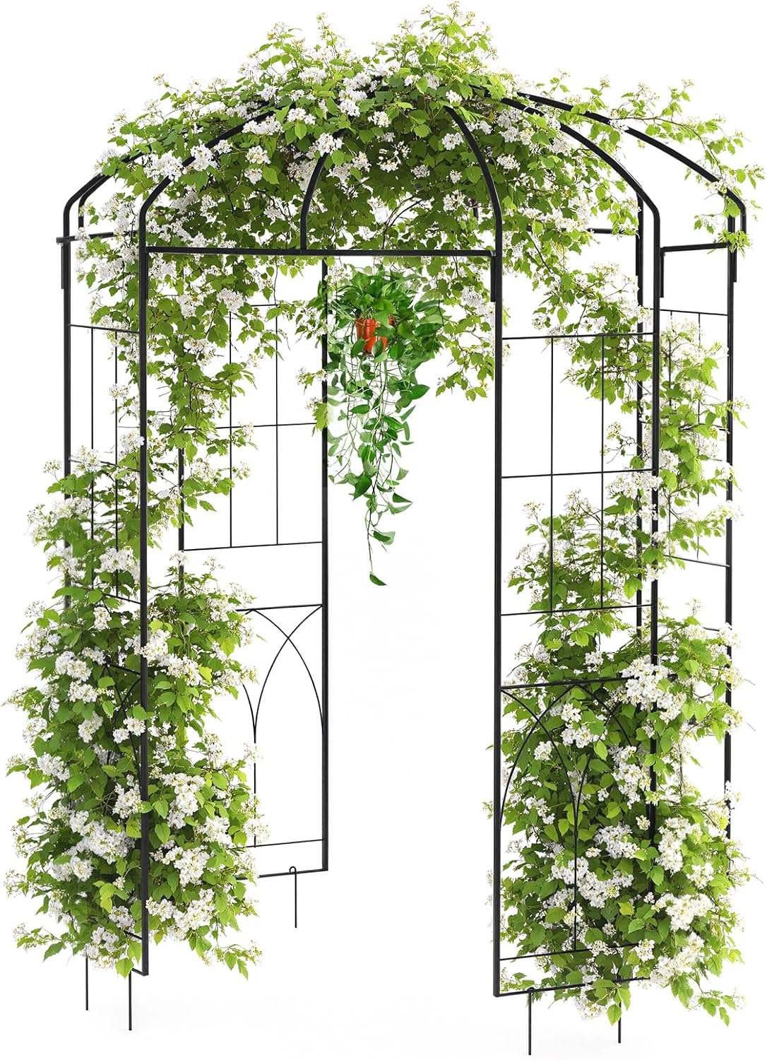 8.8 FT Tall Garden Arch, Decorative Birdcage Metal Arbor for Weddings & Parties, Weather-Resistant Steel Pergola for Climbing Flowers, Outdoor Pavilion for Patio & Backyard