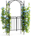 8FT Elegant Garden Arch with Double Gates - Metal Wedding Arbor for Outdoor Ceremonies, Sturdy Steel Trellis for Roses, Vines & Climbing Plants, Perfect for Patio, Lawn & Backyard Decor