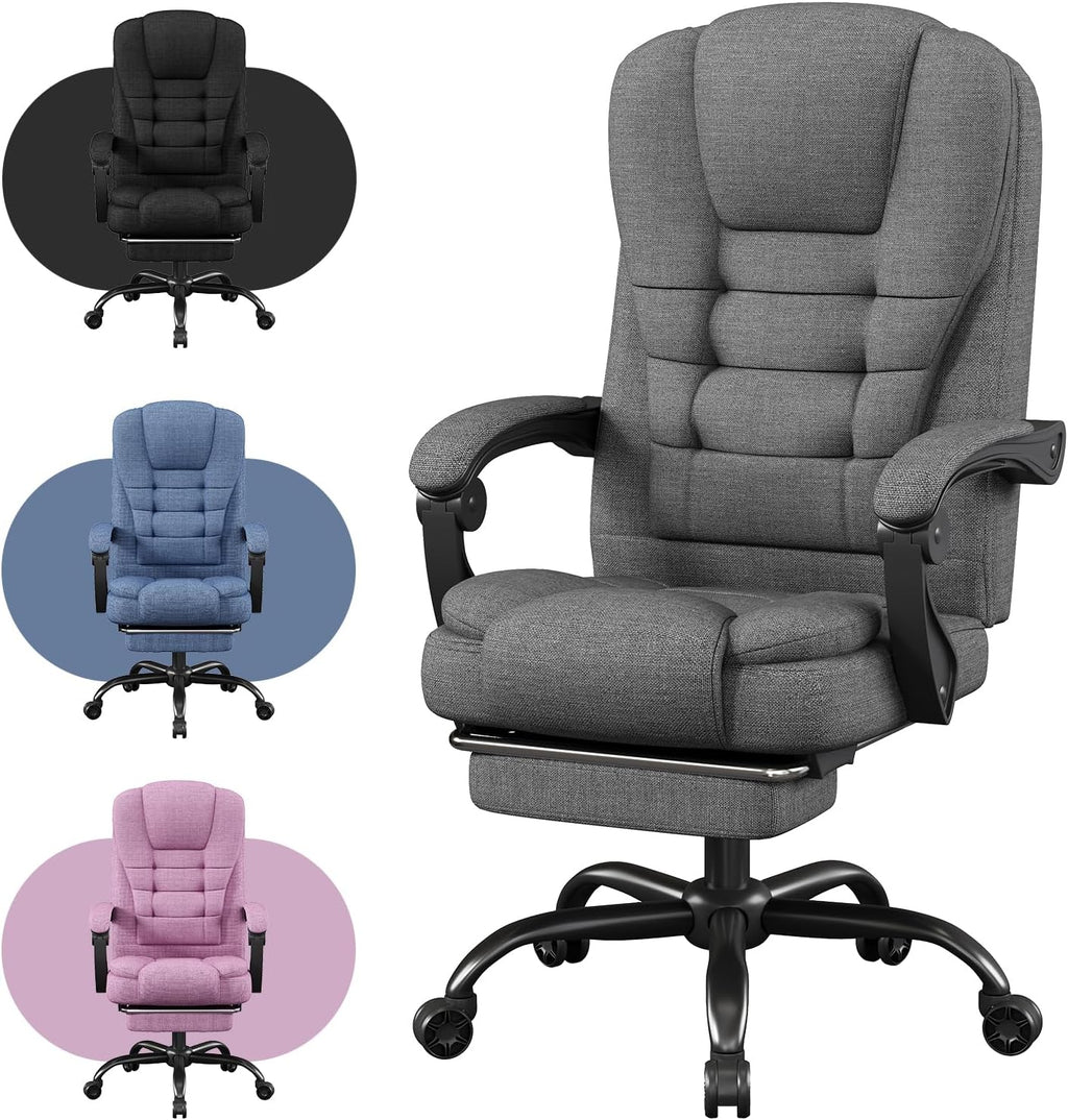 Office Chair, Ergonomic Fabric Gaming Chair for Adults, Comfy Reclining Computer Chair with Foot Rest, Adjustable Swivel Desk Chair, Executive Gamer Chair, Comfortable Silla Oficina for Home & Game