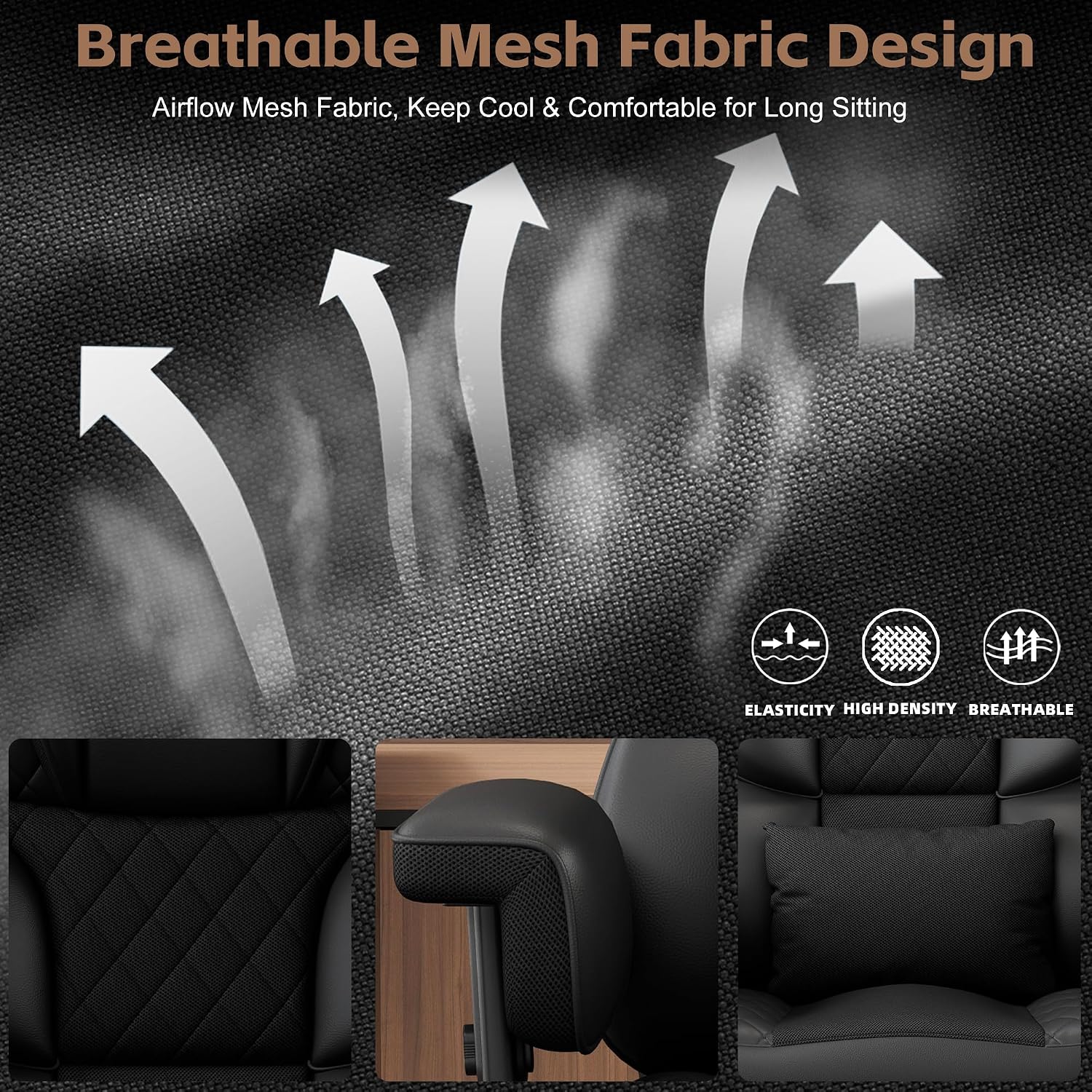 Vonesse Big and Tall Office Chair, Desk Chair with Soft Adjustable Armrests, Ergonomic High Back Gaming Chair with Lumbar Support, Executive Computer Chairs with Footrest (PU Leather, Black)