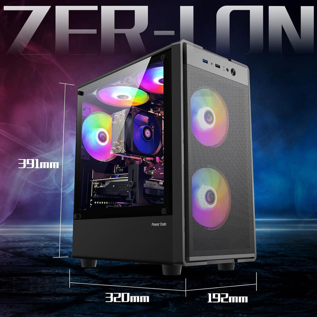 ZER-LON Gaming PC Desktop, Prebuilt Gaming Computer with Intel Core I7 up to 3.9 GHz, GTX 1050Ti 4G, 16G RAM, 512GB NVME SSD, ARGB Cooling Fan,Supply WiFi Support