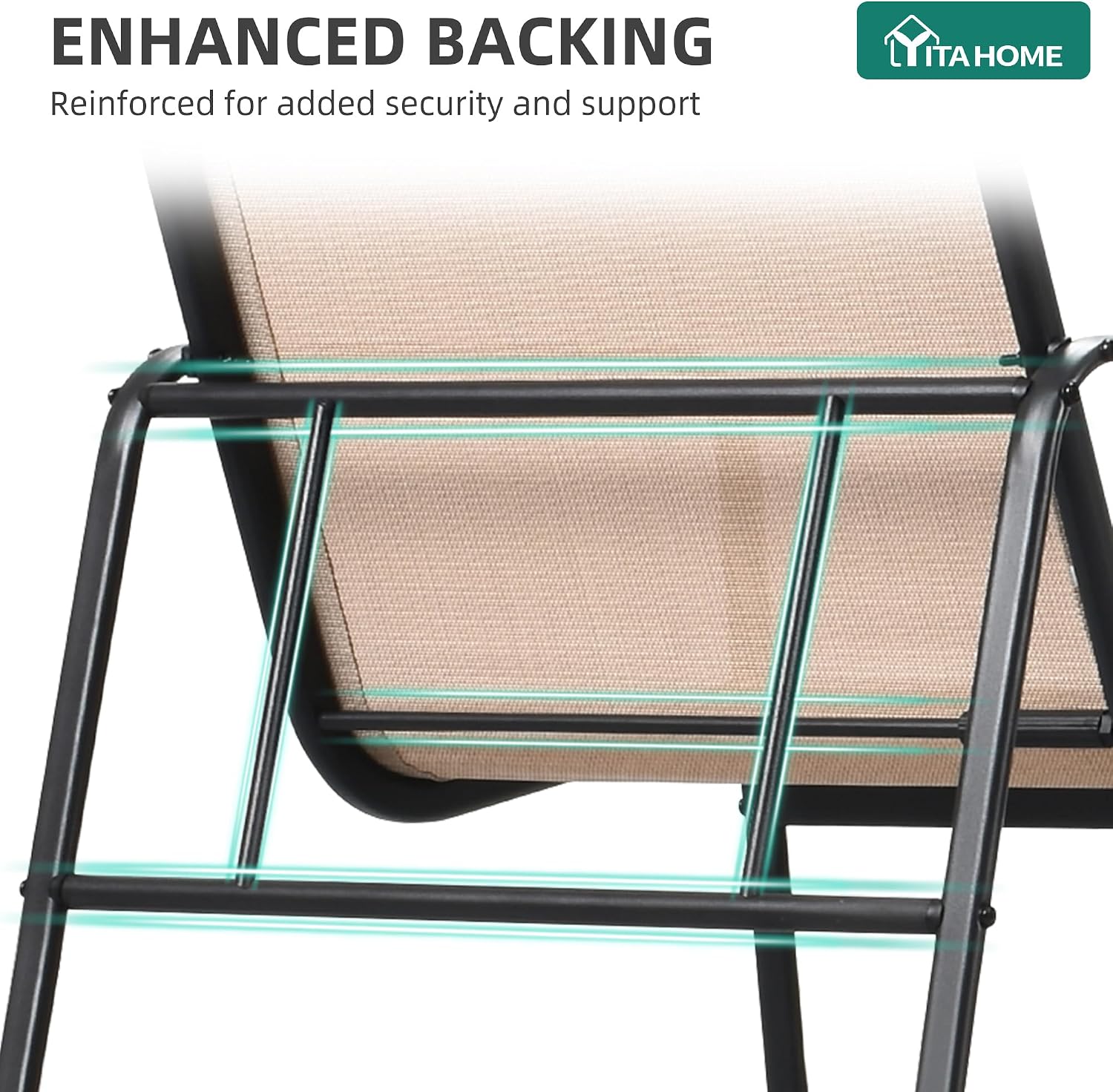 YITAHOME 4 Pieces Patio Furniture Set, Outdoor Textilene Conversation Sets Rocking Bistro Chairs, Loveseat and Glass Table for Living Room Lawn Garden Balcony Poolside Backyard (Brown)