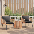 Verano Garden 3 Pieces Patio Bistro Sets, Outdoor Wicker Balcony Furniture Sets,Patio Rattan Furniture Set with Round Glass Table for Porch,Lawn,Garden,Backyard (Black, 3 PCS Set)