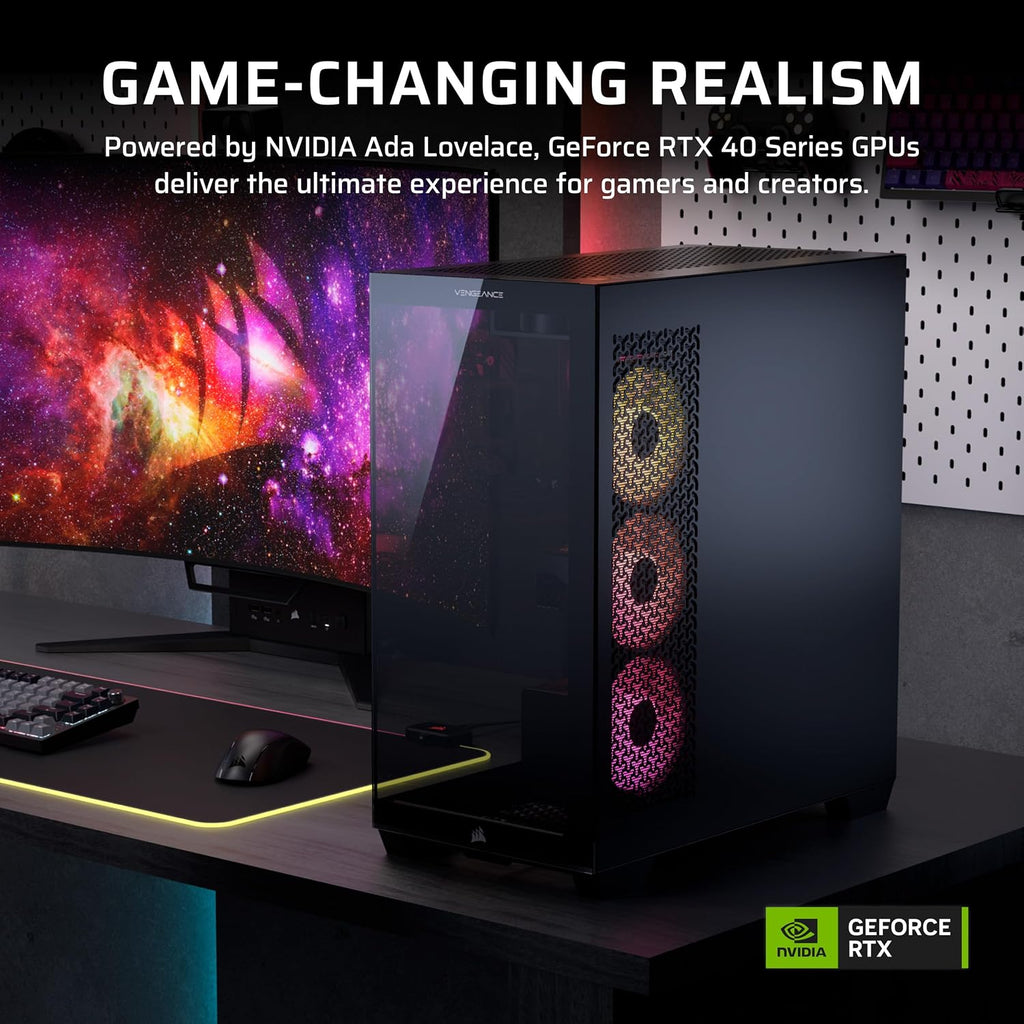 Corsair Vengeance i7500 Gaming PC – Liquid Cooled Intel Core i9-14900KF CPU – NVIDIA GeForce RTX 5080 GPU – 32GB Vengeance RGB DDR5 Memory – 2TB M.2 SSD – Black