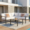 NATURAL EXPRESSIONS 6 Pieces Patio Furniture Set, Outdoor Couch with Thick Olefin Cushions, Fauxwood Armrest and Tabletop, Ergonomic Design Highback, Sectional Outdoor Furniture for Backyard, Deck