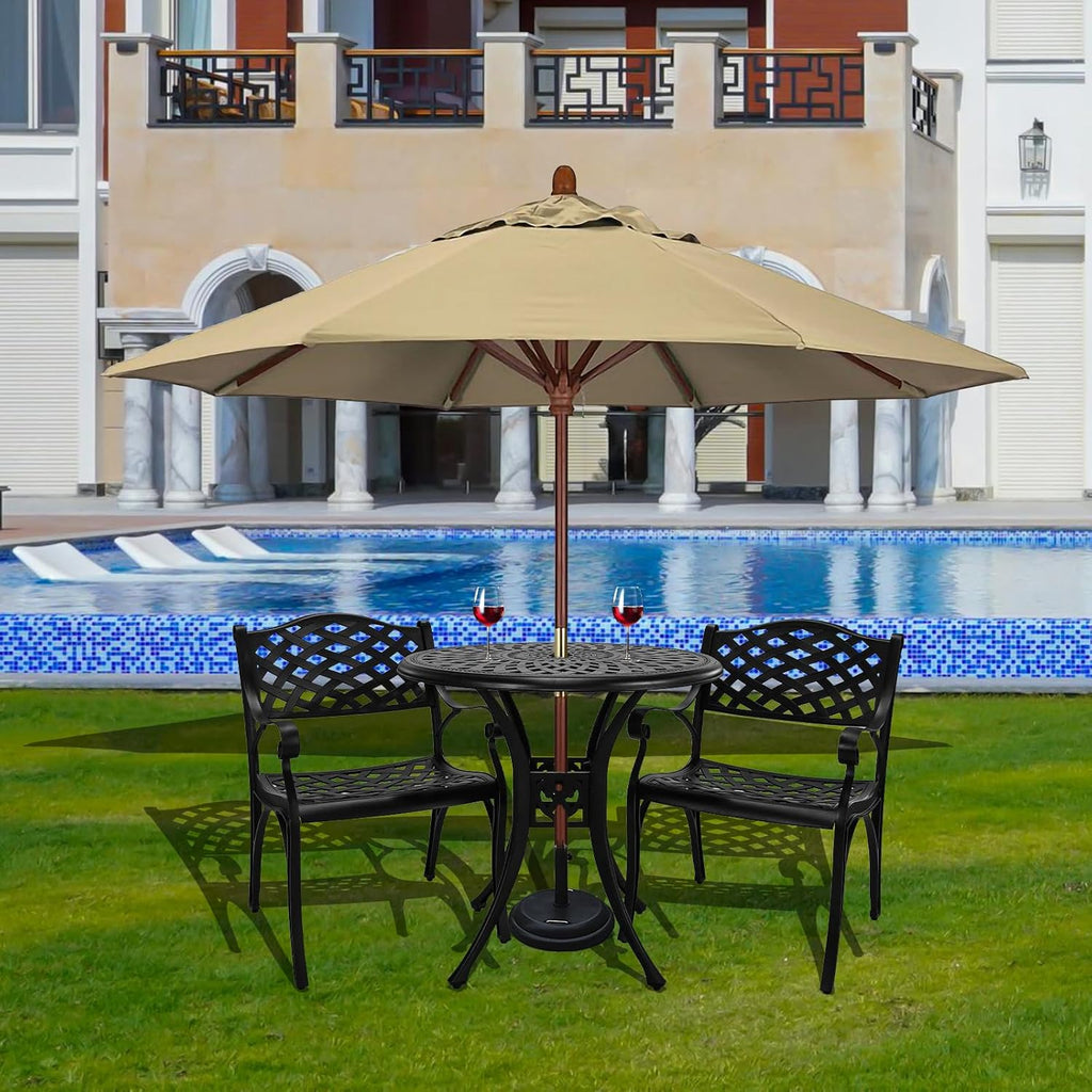 30.31' Outdoor Table and Chairs, Patio Table Set with 2.36' Umbrella Hole, Anti-Resistant Outdoor Dinning Set, Cast Aluminum Patio Furniture Set for Garden, Porch, Deck
