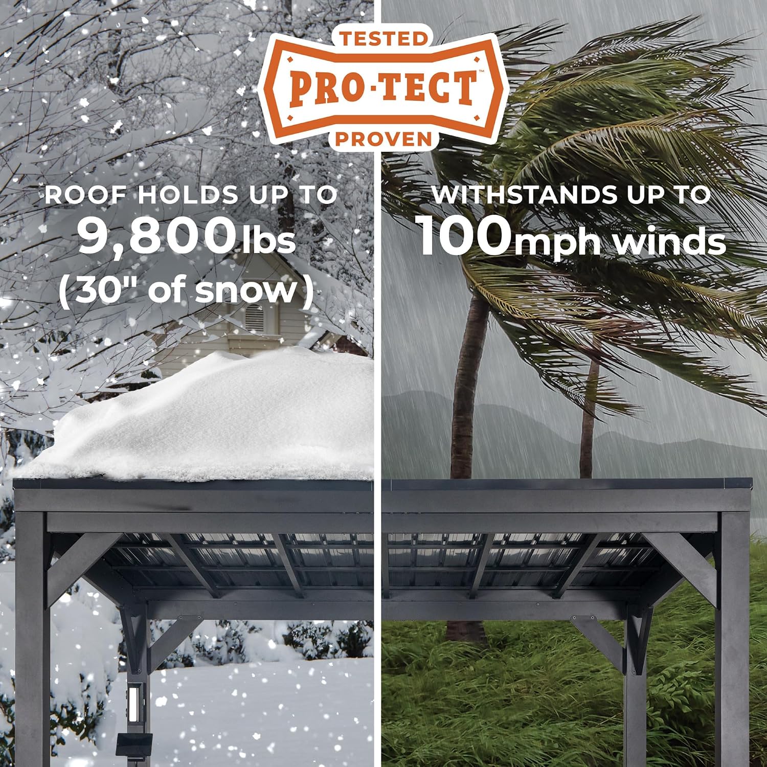 Backyard Discovery Stonebridge 20' x 9.5' Galvanized Steel Outdoor Gazebo Pavilion with Hardtop Slope Roof, Snow Load Support, Wind Resistance, PowerPort, Shade for Garden, Patio, Deck, Entertaining