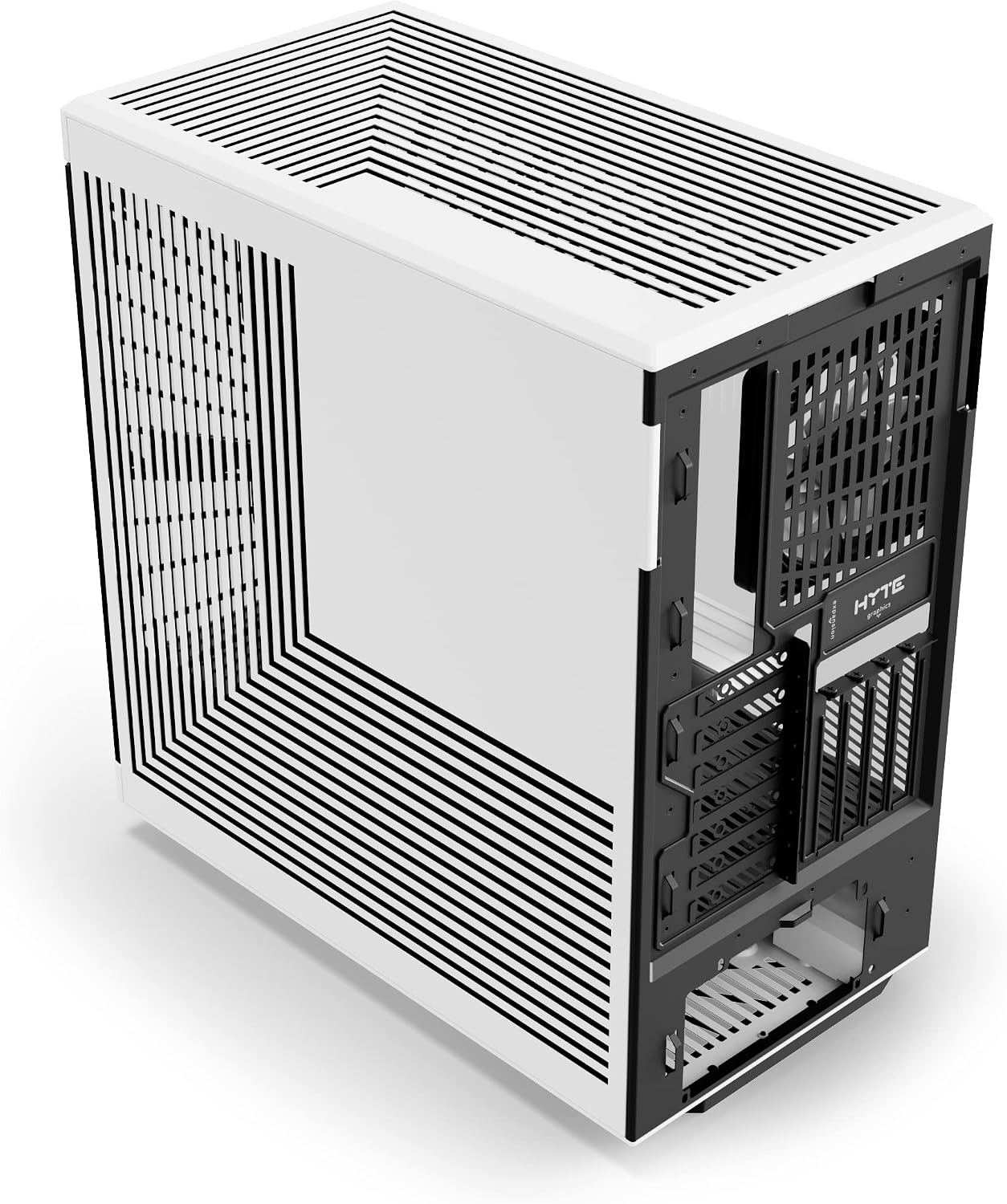 Hyte Y40 Modern Aesthetic Panoramic Tempered Glass Mid-Tower ATX Computer Gaming Case with PCIE 4.0 Riser Cable Included, White (CS-HYTE-Y40-BW)