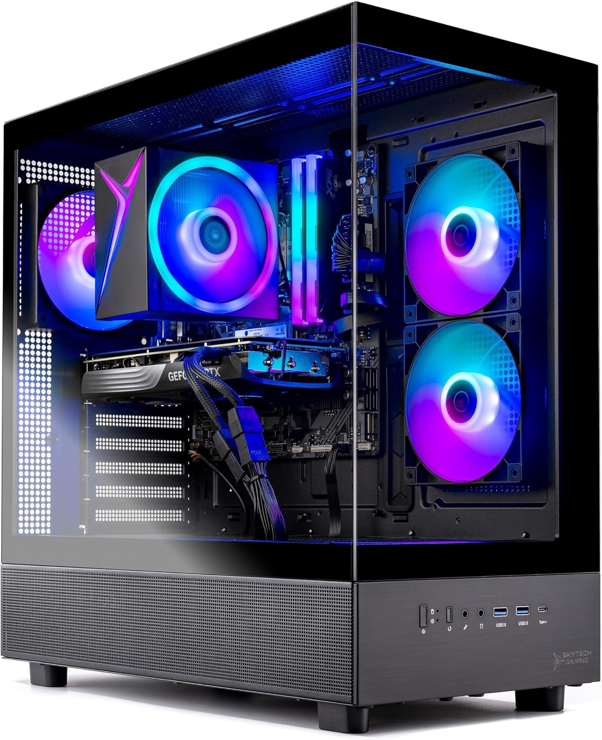 Skytech Gaming Azure 3 Gaming PC, Intel i5 14400F 2.5GHz, NVIDIA RTX 5060, 1TB NVMe SSD, 16GB DDR5 RAM 6000, 650W Gold PSU, WI-FI 5, Windows 11, Desktop