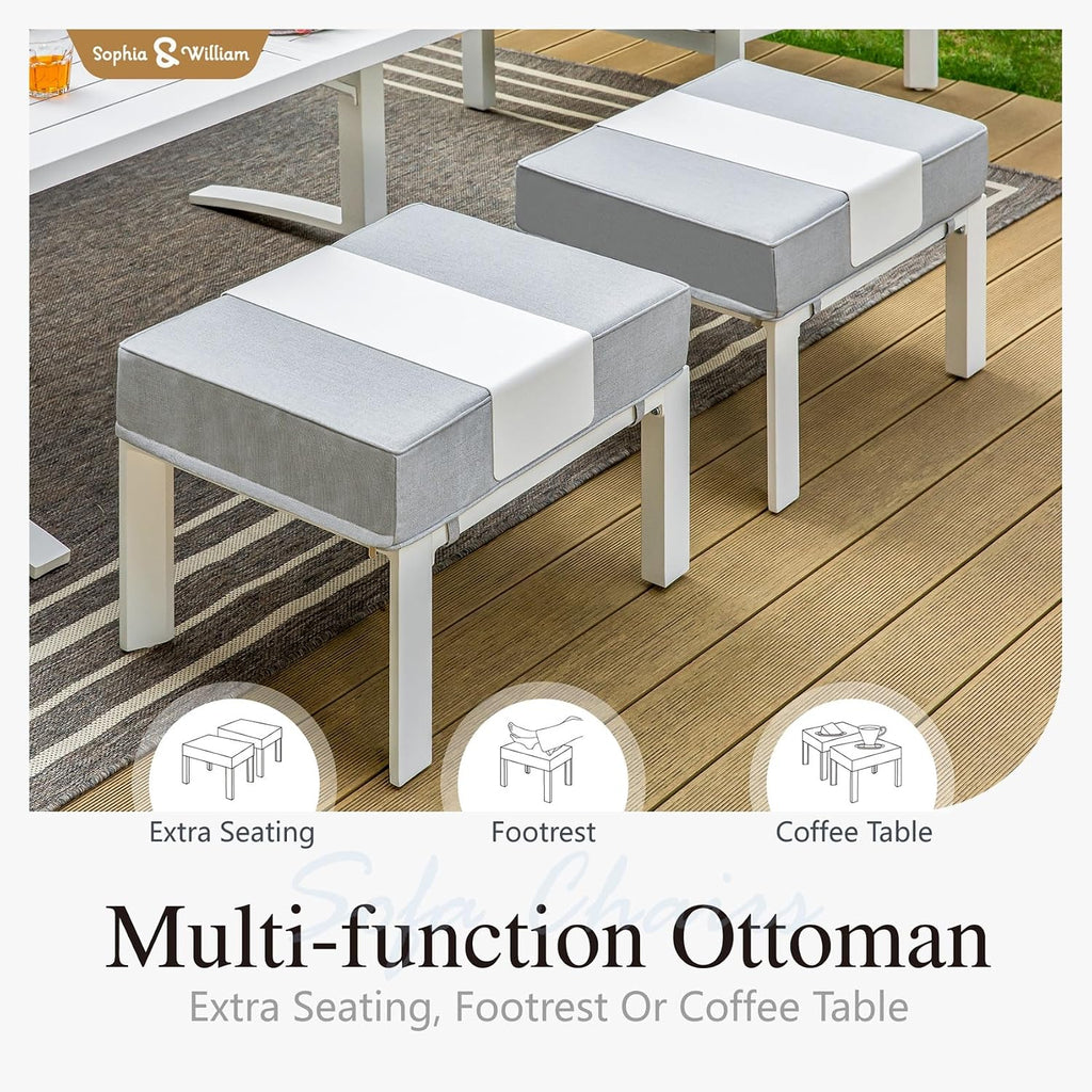 Sophia and William Aluminum Patio Furniture Set, 7 Seats Patio Conversation Set, Large Size and High Back Outdoor Couch