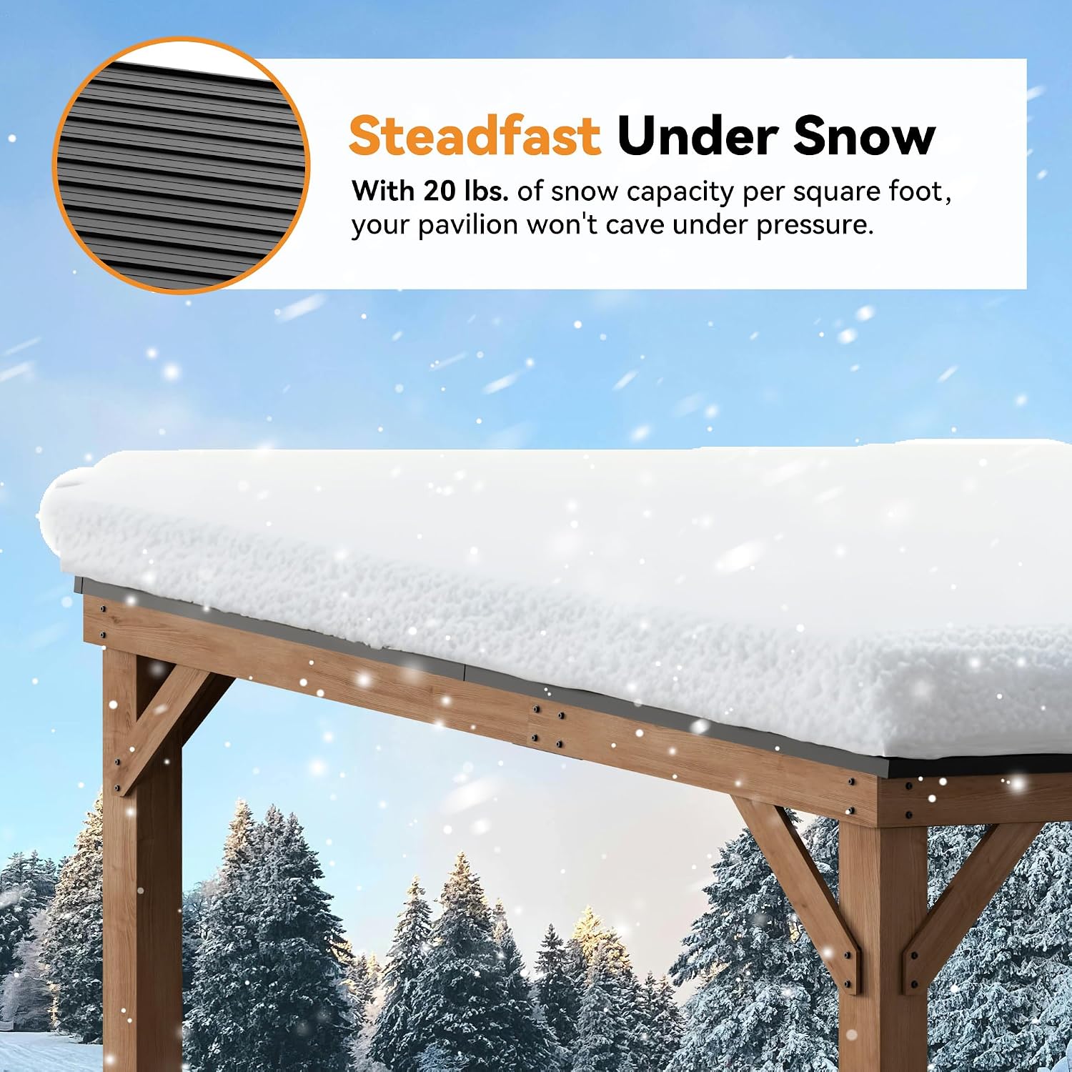 Modern Shade Supreme Cedar Wood Gazebo 10' x 12' with Hardtop Slope Roof, Wooden Carport with Durable and Rot-Resistant, Hardtop Gazebo with Supports Snow Loads and High Wind Speeds for Backyard