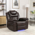 Merax Home Theater Seating Manual Recliner Chair with LED Light Strip for Living Room,Bedroom, Brown