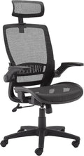 Amazon Basics Ergonomic High-Back Office Chair, Breathable Mesh, 360° Swivel, Easy to Assemble, Comfortable Flip-Up Armrests, 25.5'D x 26.25'W x 49.25'H, Black