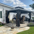 PURPLE LEAF 10' X 12' Gazebo Outdoor Aluminum Gazebo with Heavy Duty Galvanized Steel Double Roof for Patio Backyard Deck, Netting and Curtains Included, Grey