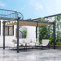 Tangkula 10x13 Ft Outdoor Pergola with Retractable Canopy, Heavy-Duty Aluminum Patio Shelter Pavilion for Deck, Garden, Yard, Beige