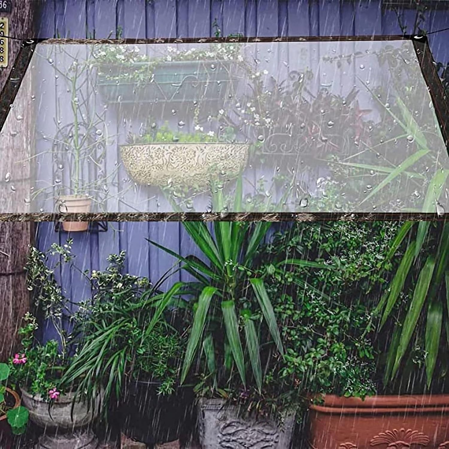++ Weather Resistant Pergola Side Curtains for Gazebo, Clear Tarp with Metal Grommet, Tarpaulin Cover Waterproof UV Tear and Resistant for Outdoor, Garden, Pavilion Color : Clear, Size : 15x