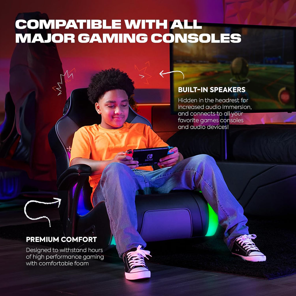 X Rocker Video Gaming Floor Rocker Chair, Built-in Audio, College Dorm Essentials for Guys and Girls, Bedroom, Foldable, Gifts for Gamers
