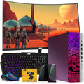 TechMagnet HP Chameleon Cobra Edition Desktop – Intel Core i5|16GB DDR4 Ram|512GB SSD|New 24 Inch Curved Monitor|Windows 11 Computer Tower PC (Renewed)