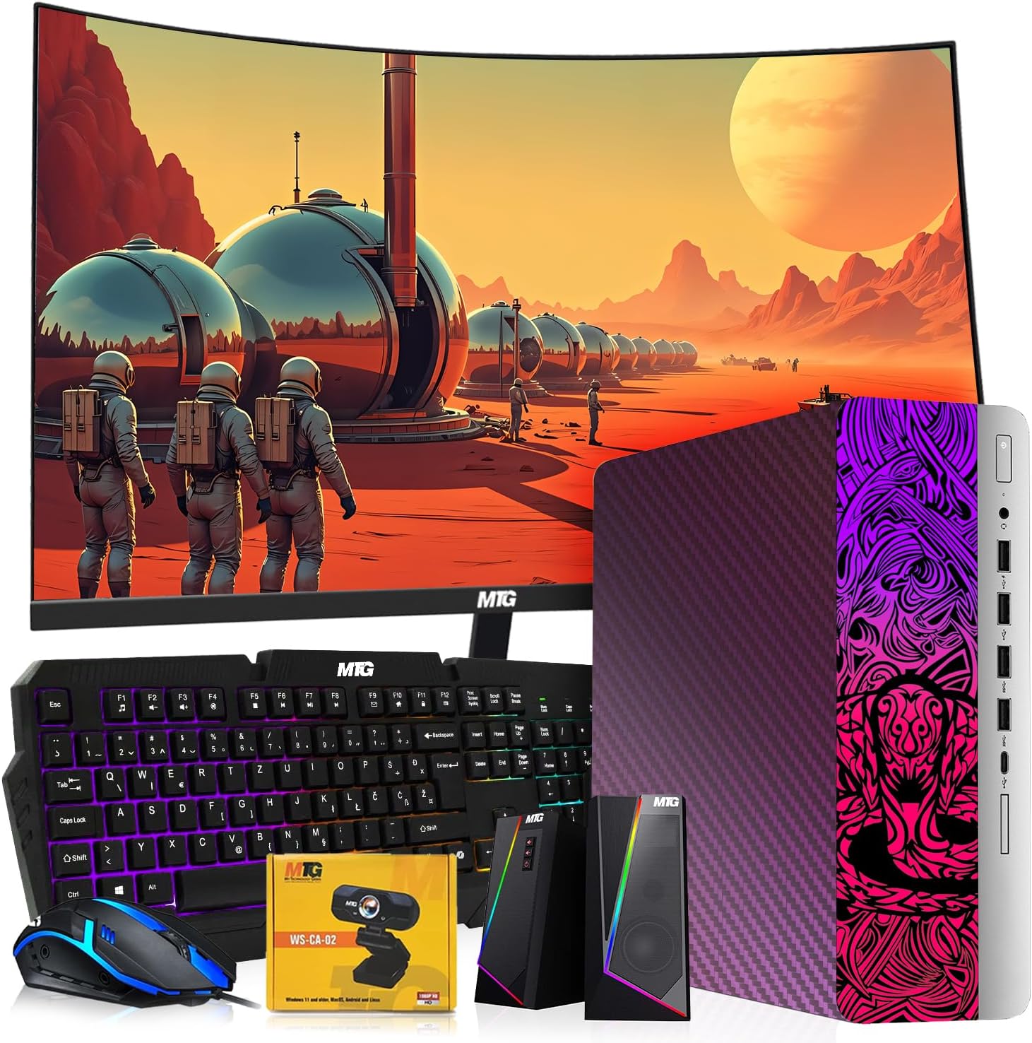 TechMagnet HP Chameleon Cobra Edition Desktop – Intel Core i5|16GB DDR4 Ram|512GB SSD|New 24 Inch Curved Monitor|Windows 11 Computer Tower PC (Renewed)