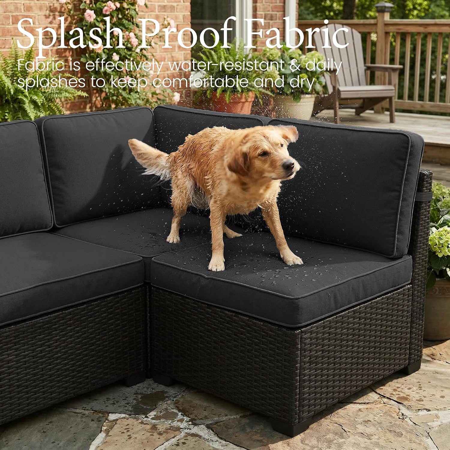 LayinSun 13 Pieces Outdoor Patio Furniture Set with 44' Fire Pit Table Rattan Sectional Sofa Conversation Sets